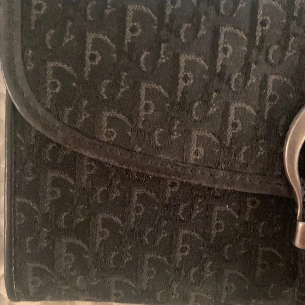 Dior vintage-1990’s Black Monogram continental wallet with Silver Buckle clasp